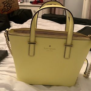Cute yellow Kate spade leather bag with chain and leather shoulder strap